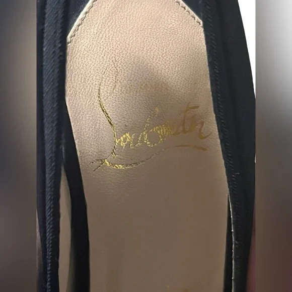 Christian Louboutin Black Satin 100 Nooka Heels Size 37 1/2 US Size 7.5 - Picture 8 of 11